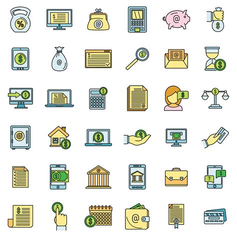 modern  loan icons set vector color  vector art  vecteezy