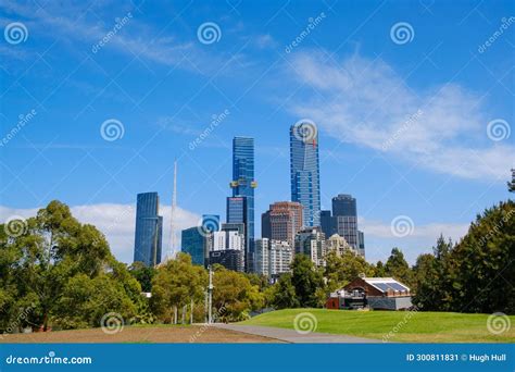 Melbourne High Rise Buildings Along a Park Near the Yarra River ...