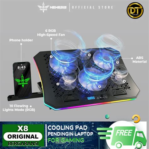 Jual NYK Nemesis ARTEMIS X8 RGB Cooling Pad Kipas Pendingin Laptop