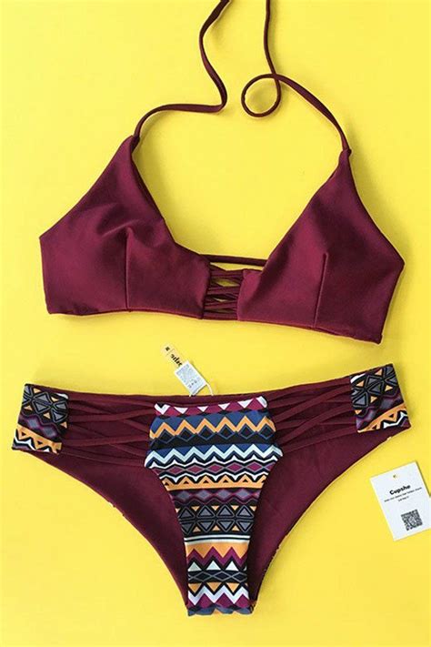 Cupshe Happy Together Halter Bikini Set Halter Bikini Set Bikinis