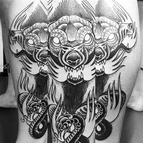 50 Cerberus Tattoo Designs For Men - Three Head Dog Ideas