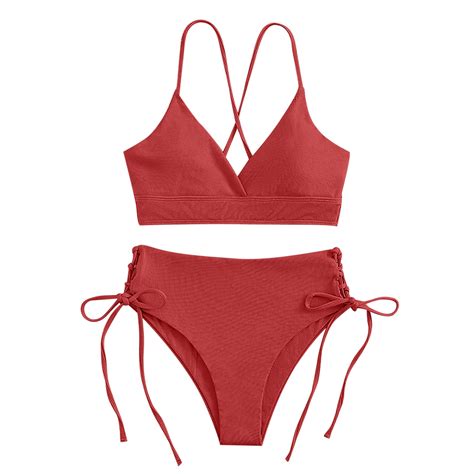 Womens Cutout Underboob High Waisted Bikini Cheeky High Cut Thong Two Piece Swimsuit