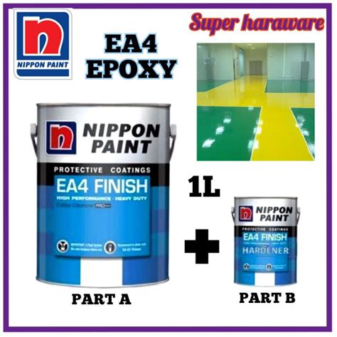 1L NIPPON PAINT EA4 EA 4 Finish Epoxy With Hardener Cat Lantai Nippon