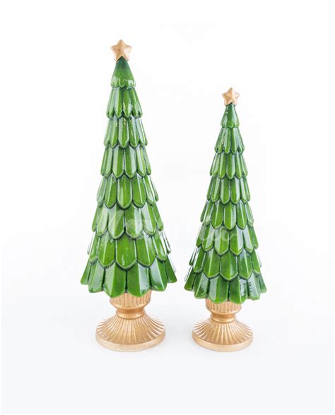 Scultura Albero Di Natale In Ceramica Verde E Oro Mobilia Store Home