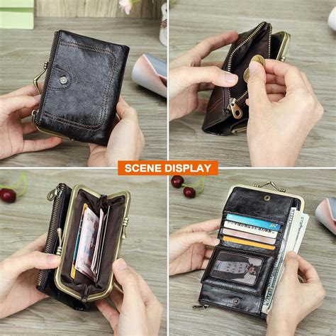 Cheap Genuine Leather Women Wallet Small Metal Frame Purse Ladies Hasp