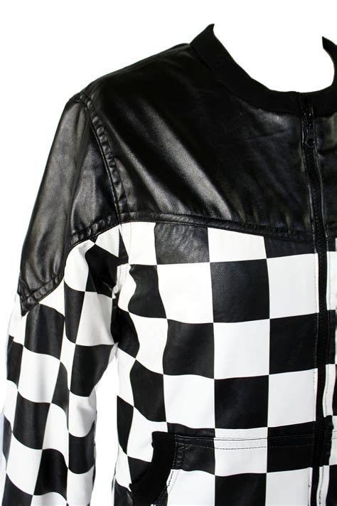 Checkered Leather Jacket Rockstar Jacket