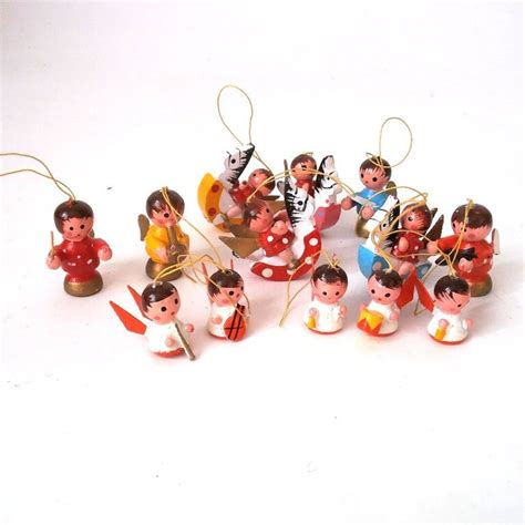 Set Of 13 Wooden Christmas Tree Characters West Germany 8090s Vintage