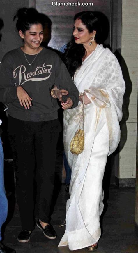 Rekha in White and Gold Saree – at the special screening of film ...