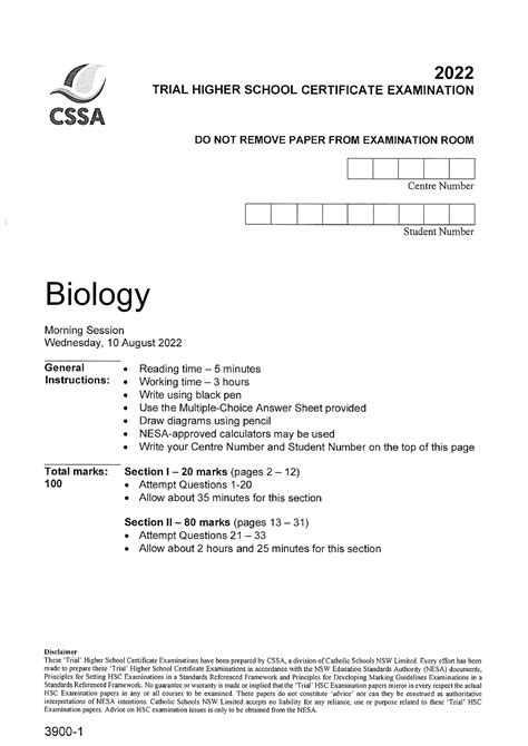 CSSA Biology 2022 Studocu