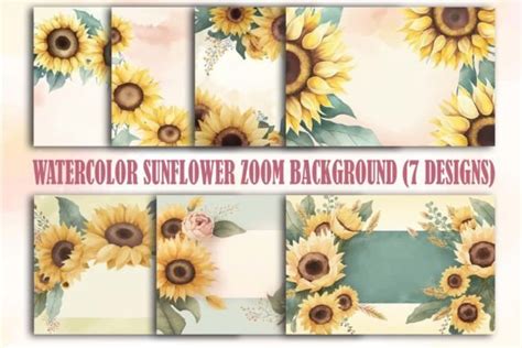 Watercolor Sunflower Zoom Backgrounds Graphic by Lazy Sun · Creative ...