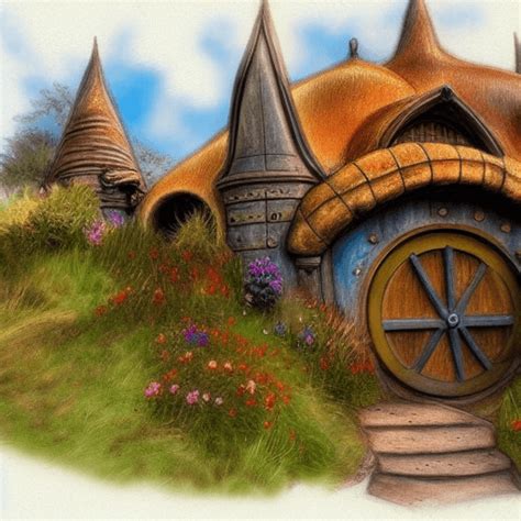 Realistic Color Sketch Of Steampunk Fantasy Hobbiton Creative Fabrica