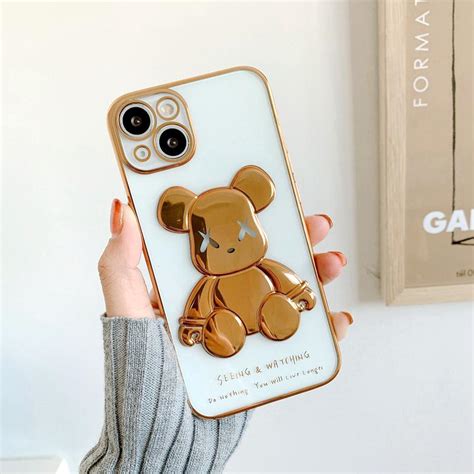 Buy Cartoon Bear Pattern Plating Soft Tpu Cartoon Transparent Phone