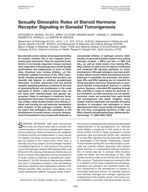 Pdf Sexually Dimorphic Roles Of Steroid Hormone Receptor Signaling In