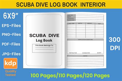 Scuba Dive Log Book Kdp Interior Graphic By Interior Art Creative