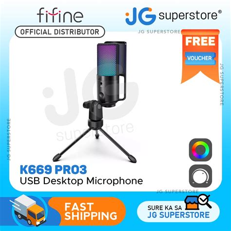 Fifine K Pro Usb Condenser Rgb Desktop Microphone With Monitoring