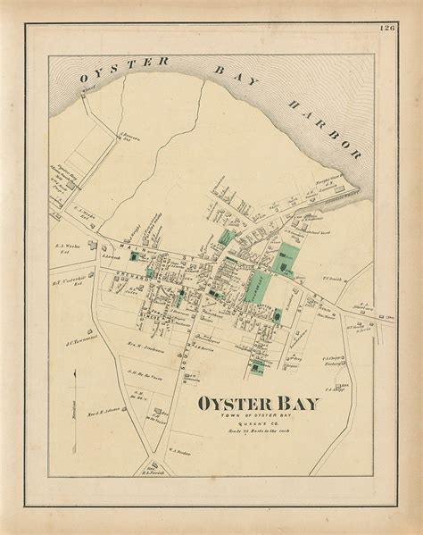 Oyster Bay Village New York Map Replica And Genuine Original