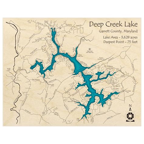 Deep Creek Lake 3d Custom Wood Map Lake Art Llc