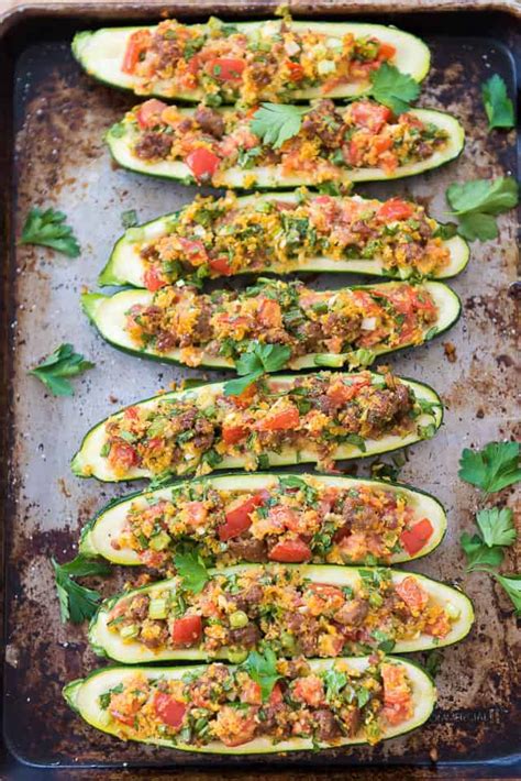 Sausage Stuffed Zucchini Boats Fresh Zucchini Stuffed With Italian