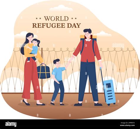 World Refugee Day Template Hand Drawn Cartoon Flat Illustration With