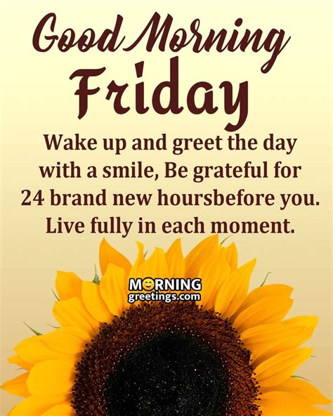 A Sunflower With The Words Good Morning Friday