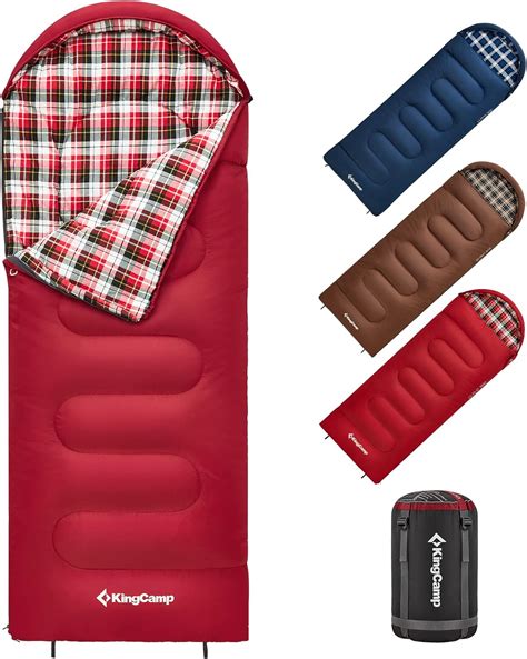 Kingcamp Sleeping Bag Seasons Cotton Flannel With Hood Sleeping Bags