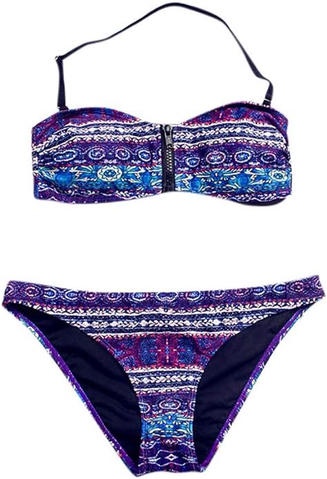 Salucia Damen Bademode Ethno Druck Push Up Bikini Set Zweiteilige Badeanzug Strandkleidung