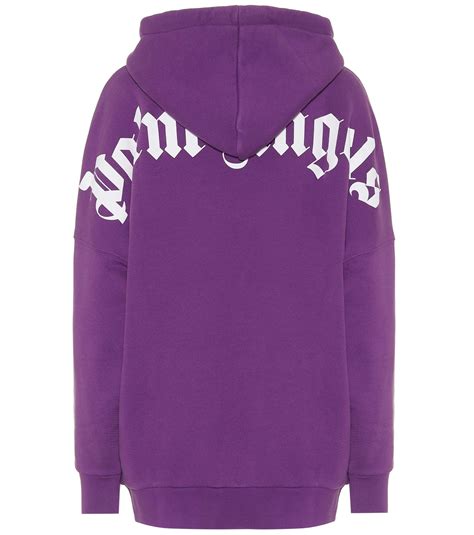 Palm Angels Logo Cotton Hoodie In Purple Lyst