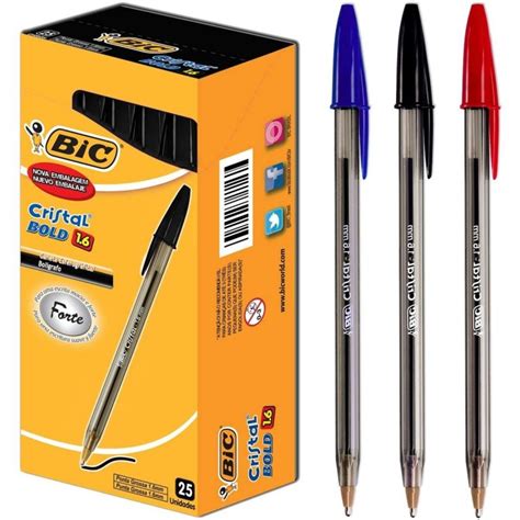 Caneta Esferogr Fica Bic Cristal Bold Mm Preto C Unidades