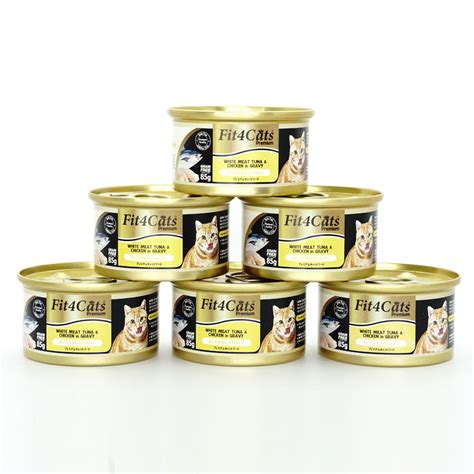 Cá ngừ trắng đóng hộp cho mèo bổ sung thịt gà Fit4Cats Premium 85g