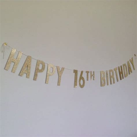 Gold Glitter Happy 16th Birthday Banner Birthday Banner | Etsy | Happy ...