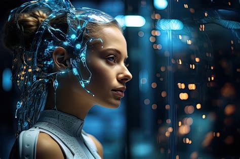 Premium Ai Image Technology And Artificial Intelligence Cyborg Girl