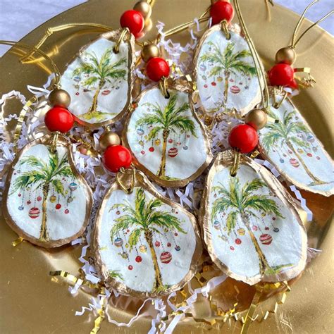 Oyster Shell Ornament Palm Tree Ornament Shell Christmas Ornament