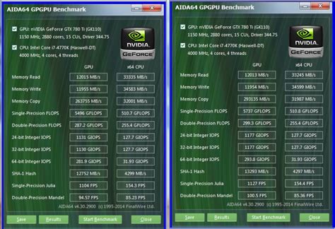 AIDA 64 GPGPU Benchmark - GTX 980 vs GTX 970 vs GTX 780 TI GHz