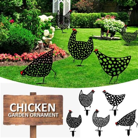 Backyard Lawn Chicken Decoration Ornaments Outdoor Garden Yard Art Stakes Garden Statues