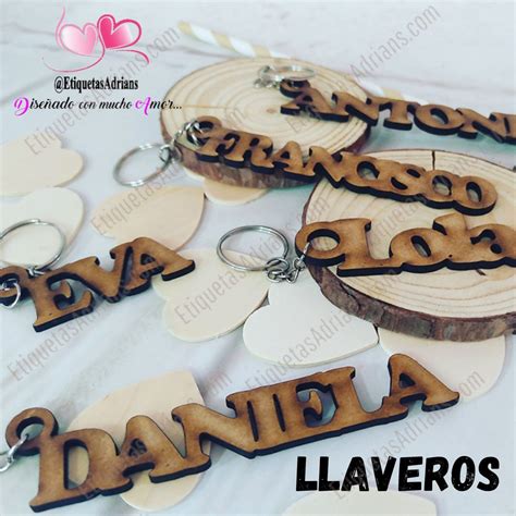 Llavero De Madera Con Nombre Etiquetas Adrians