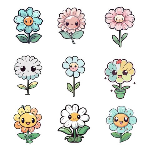 Premium Vector | Cute flowers set Vector illustration Collection of ...