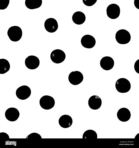 Seamless Neutral Polka Dots Pattern Black Hand Drawn Circles Isolated