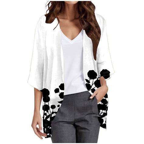 Neuxse Womens Floral Print Puff Sleeve Kimono Cardigan Loose Cover Up Casual Blouse Tops