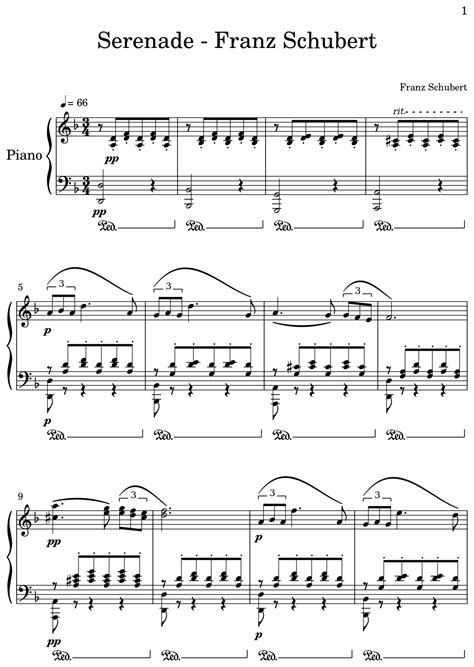 Serenade Franz Schubert Sheet Music For Piano