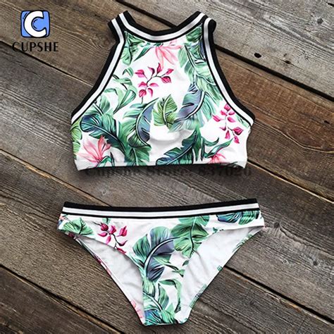 Cupshe Women Plant Floral Print Tank Bikini Set Summer Sexy Sport