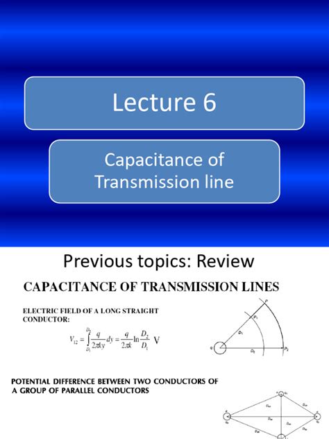 Lecture 6 Capacitance Of Transmission Lines Pdf Capacitance Electric Power Transmission