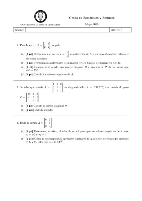 Examen Mayo Preguntas Grado En Estad Stica Y Empresa No