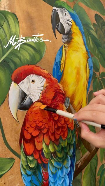 Parrot Bird Instagram Paintings Quick Impressionist Wood