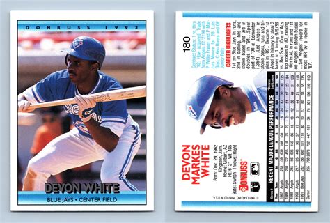 Devon White Blue Jays Donruss Baseball Trading Card