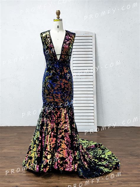 Promfy Exclusive Map Sequin Sparkly Prom Gown