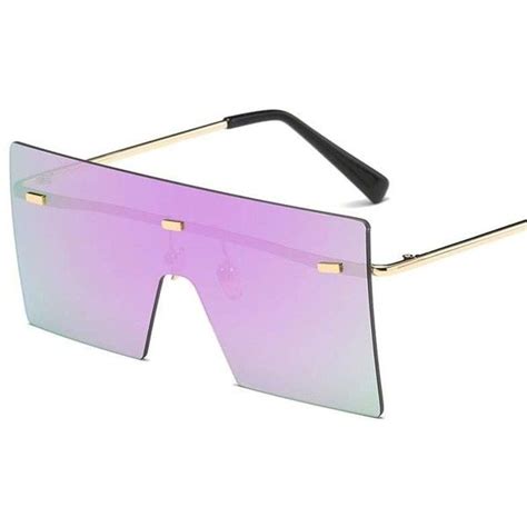 Purple Pink Colorful Lenses Metallic Frame Sunglasses For Lady 10 Liked On Polyvore Featuring