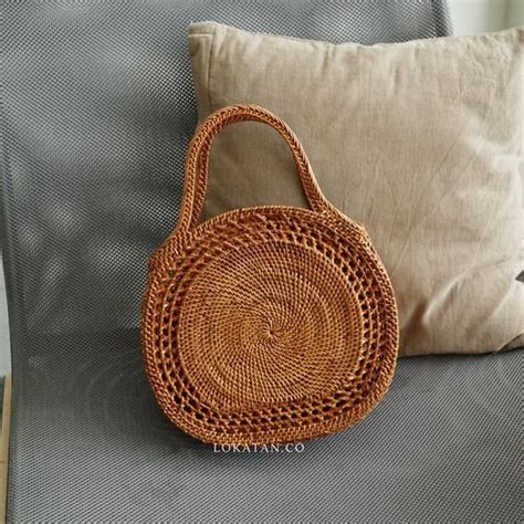 Snail Woven Rattan Bag Bali Natural Ata Grass Handbag Etsy Rattan