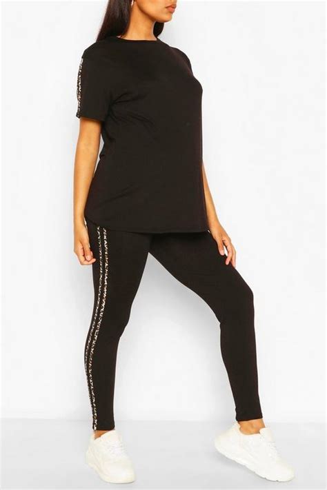 Womens Maternity Leopard Side Stripe Loungewear Set Boohoo Uk