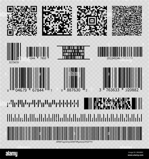 Business Barcodes And Qr Codes Isolated On Transparent Background