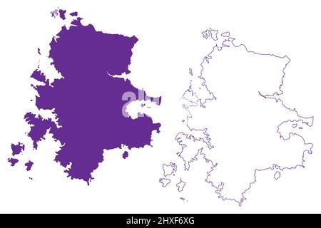 Iki island (Japan, East Asia, Japanese archipelago) map vector illustration, scribble sketch Iki ...